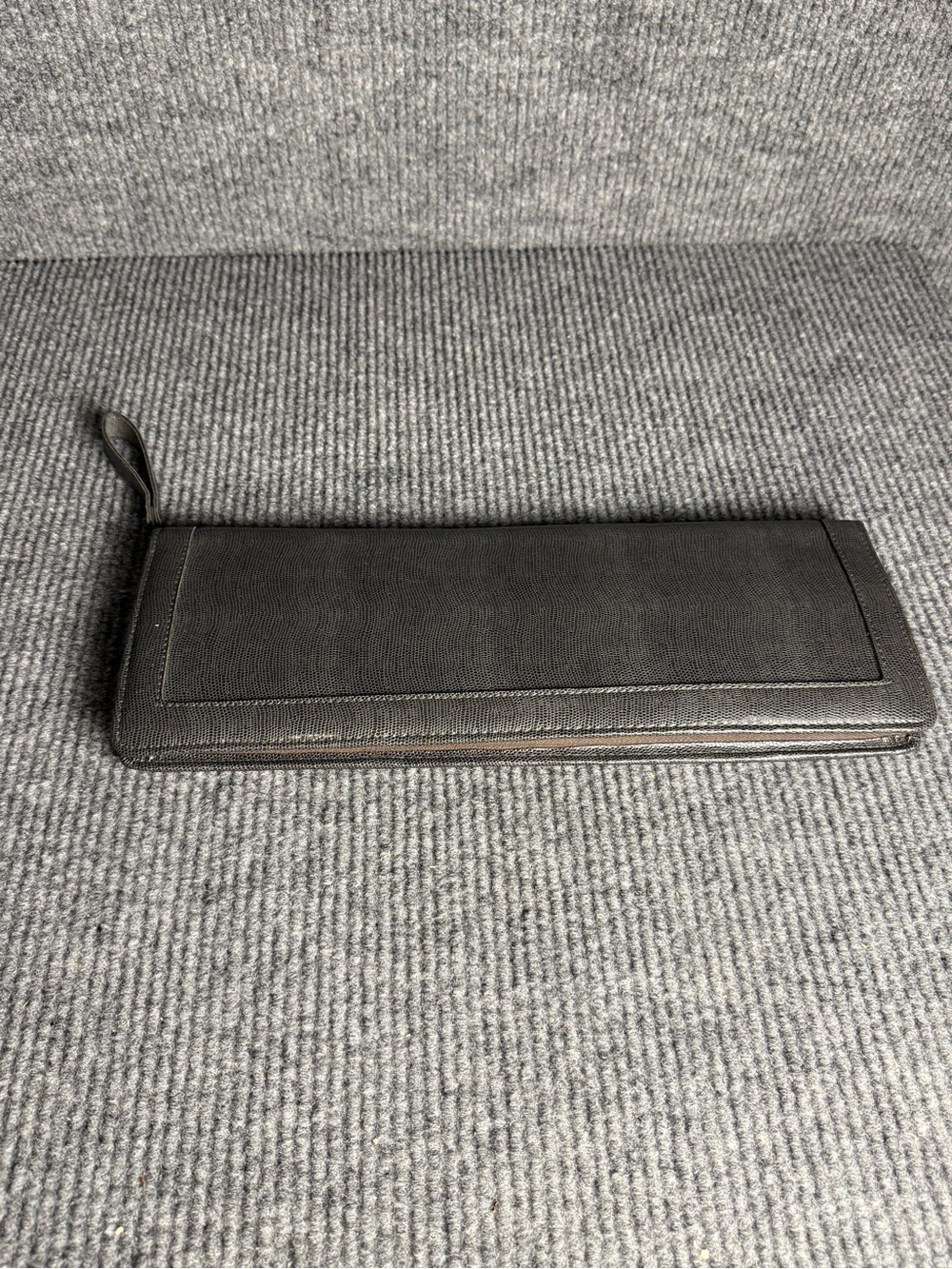 Vintage Neiman Marcus Charcoal Gray Lizard Embossed Tie Organizer West Germany